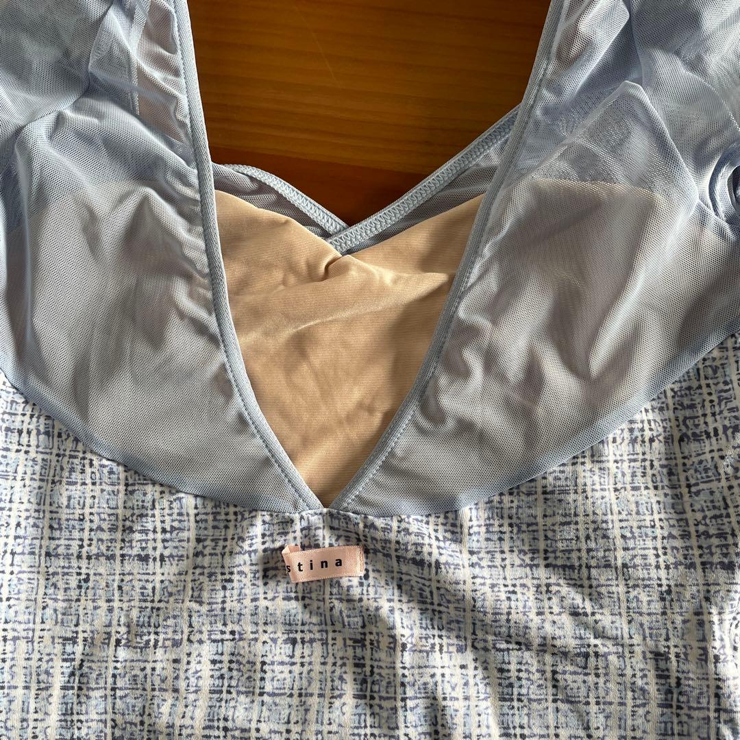 stina スティナ　青系ツィード柄 バレエレオタード