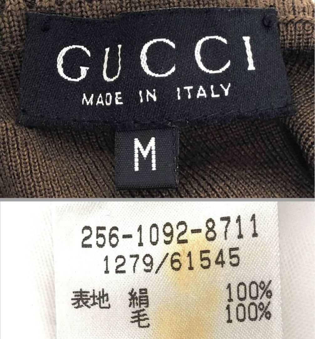182GUCCIグッチ長袖ウールセーターシルク混ブラウス