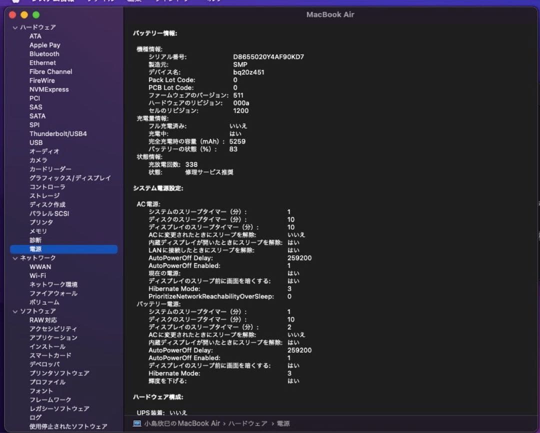 MacBookAir13インチ Early 2015 SSD 250GB動作品