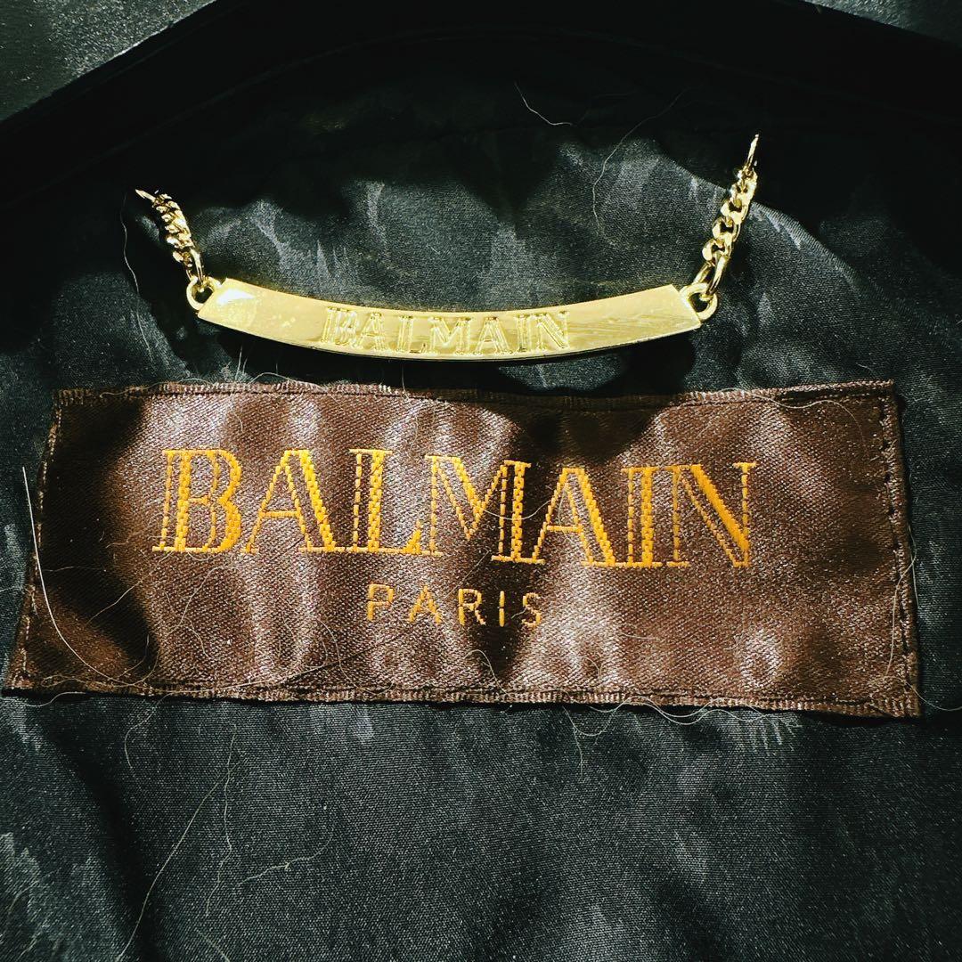 BALMAIN バルマン／ダウンコート／ブルーフォックス／ファー／ブラック L