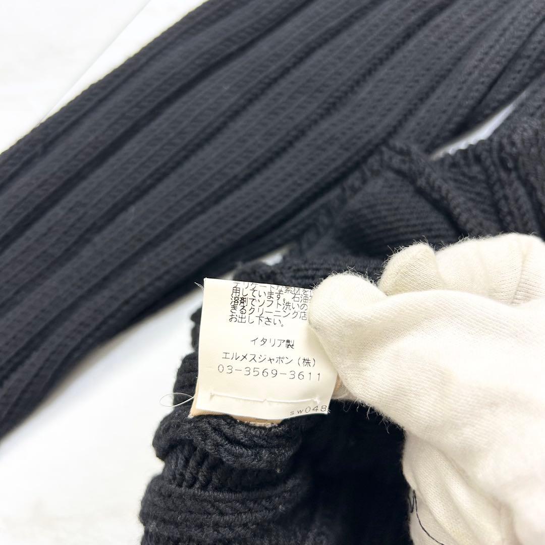 名作 HERMES ドライバーズニット フルジップ ローゲージ ジャケット S黒