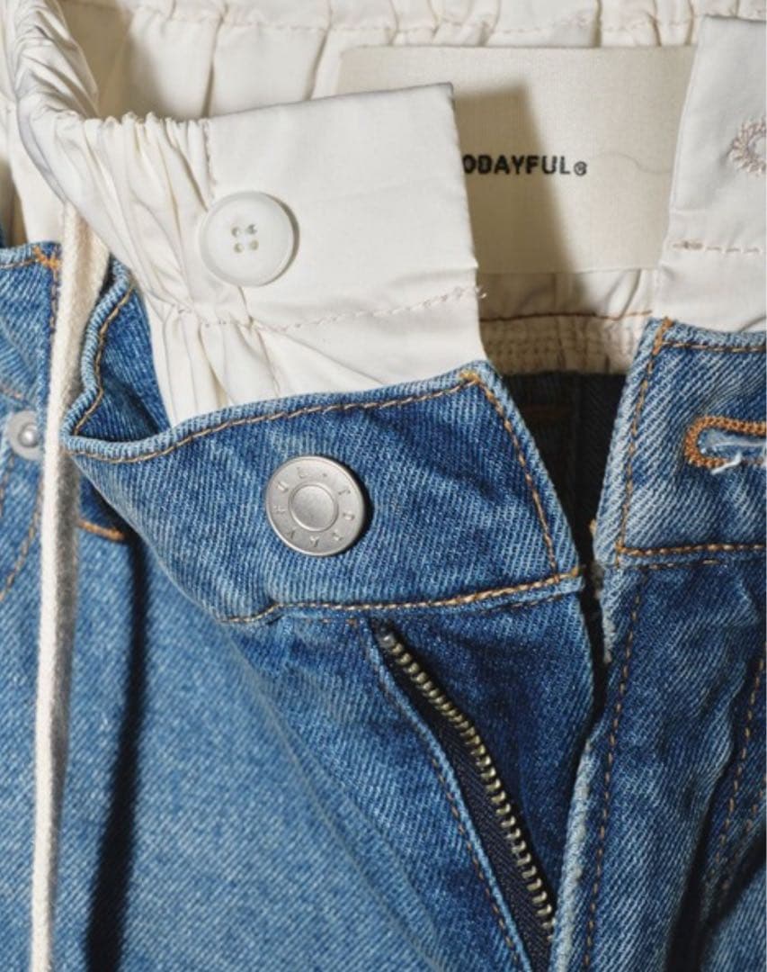 【TODAYFUL】ウエストレイヤード デザインワイドデニム