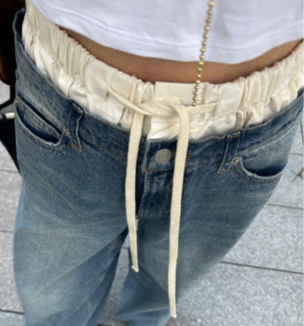 【TODAYFUL】ウエストレイヤード デザインワイドデニム