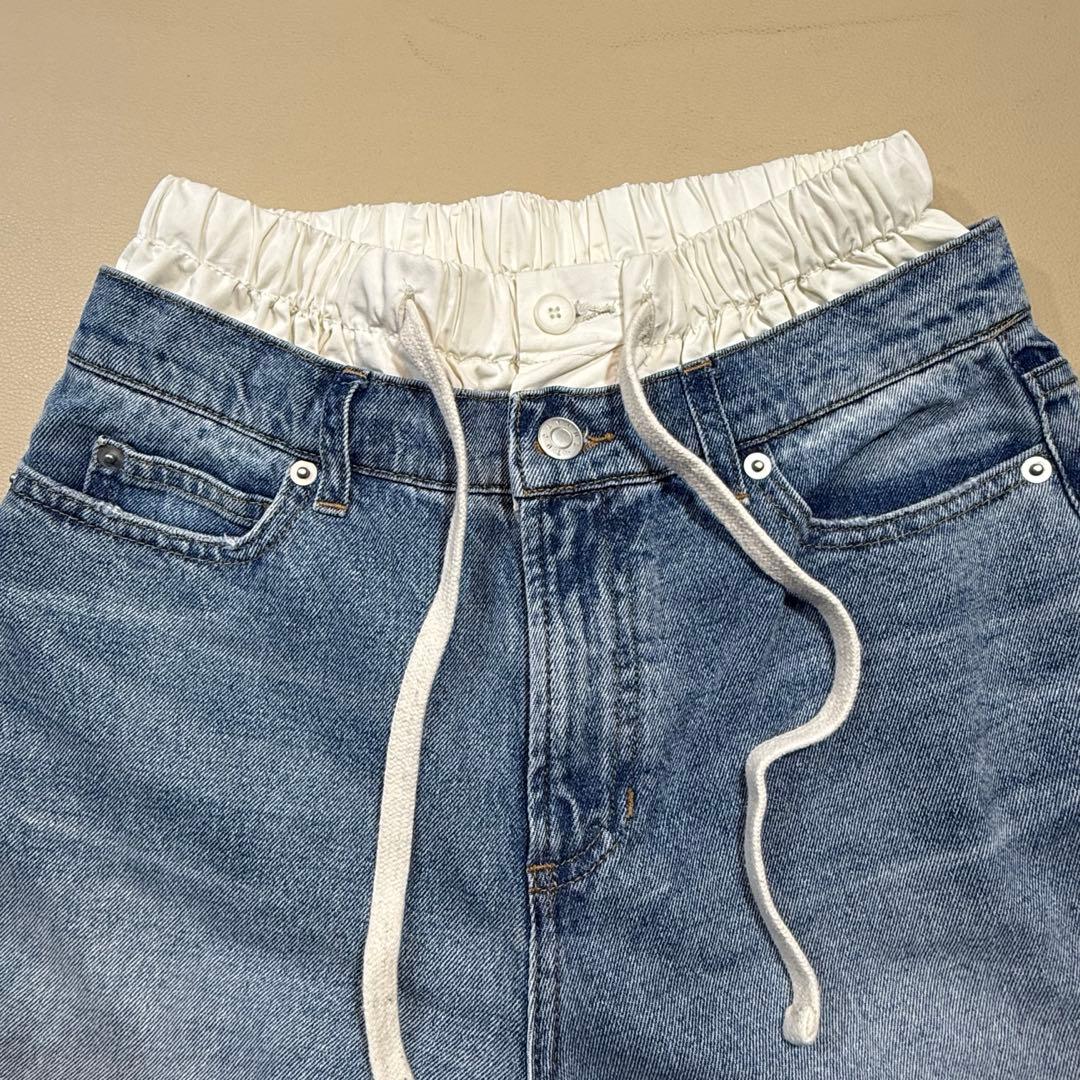 【TODAYFUL】ウエストレイヤード デザインワイドデニム