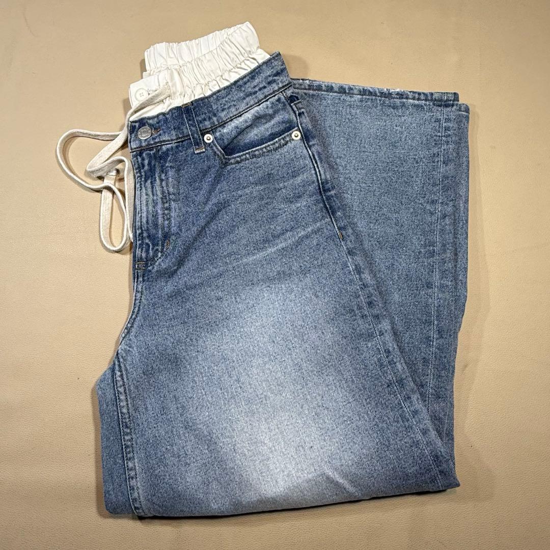 【TODAYFUL】ウエストレイヤード デザインワイドデニム