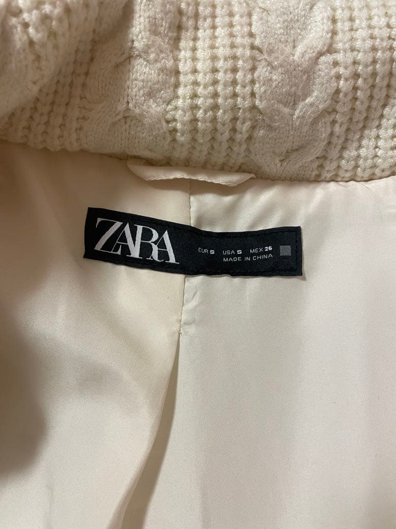 ZARA ドット柄キルティングアノラック 白 アウター S