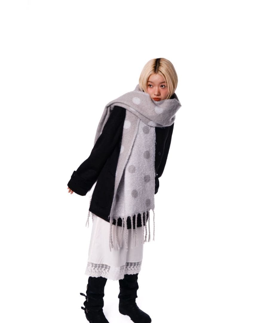 Smyeon スミョン マフラー グレー ドット