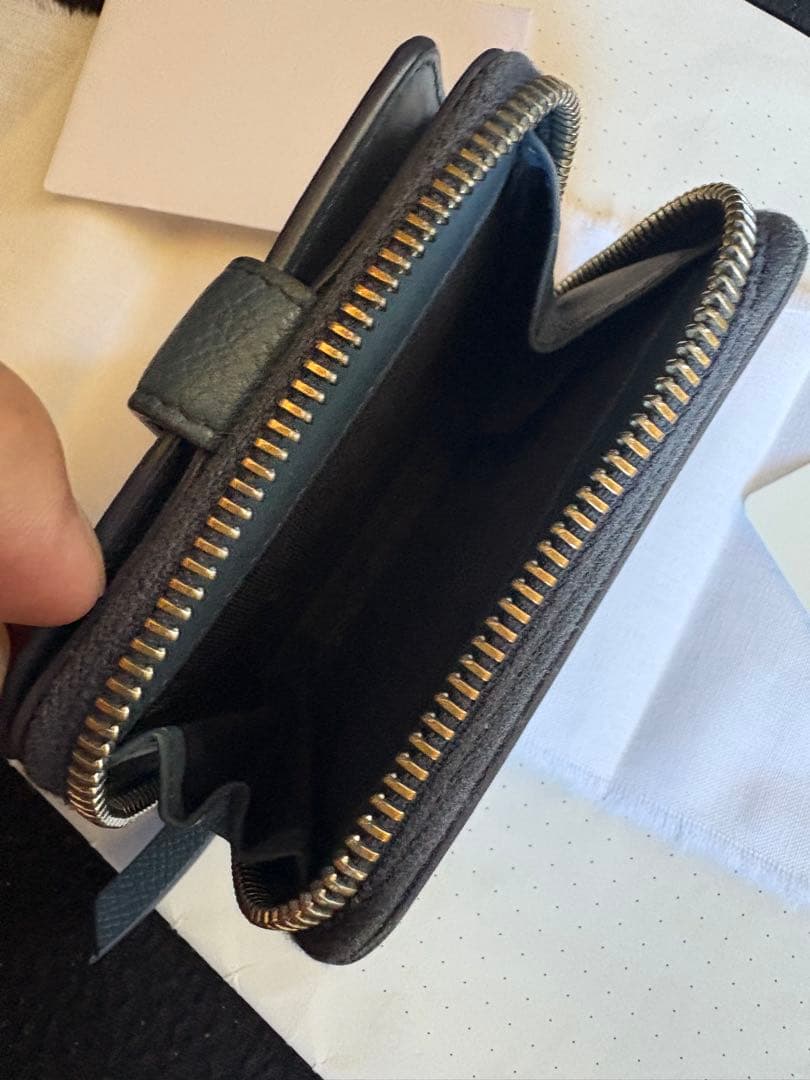 メゾンマルジェラ ジップアラウンド コンパクトウォレット 財布 青