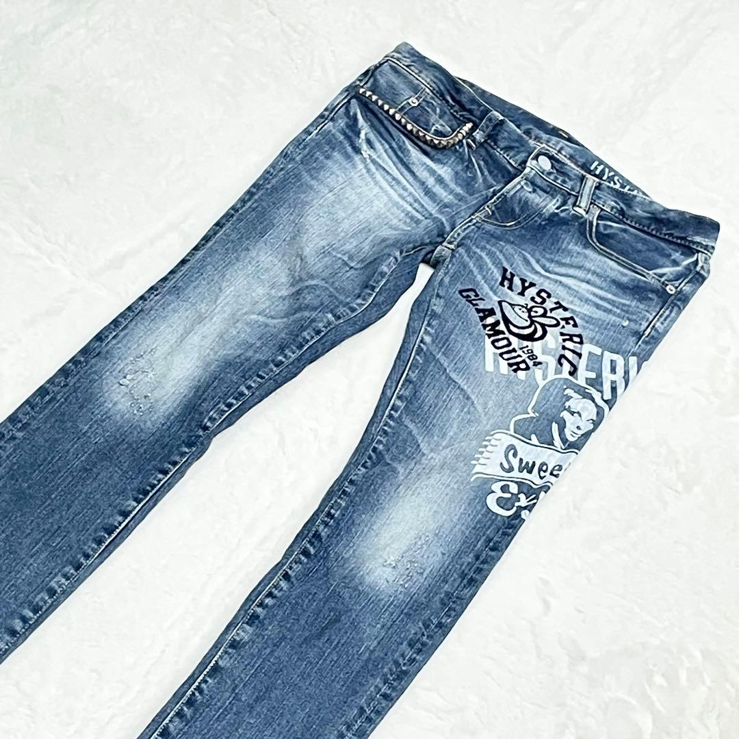 ヒステリックグラマー　ヒスガール　プリント　スタッズ　デニム　総柄　S