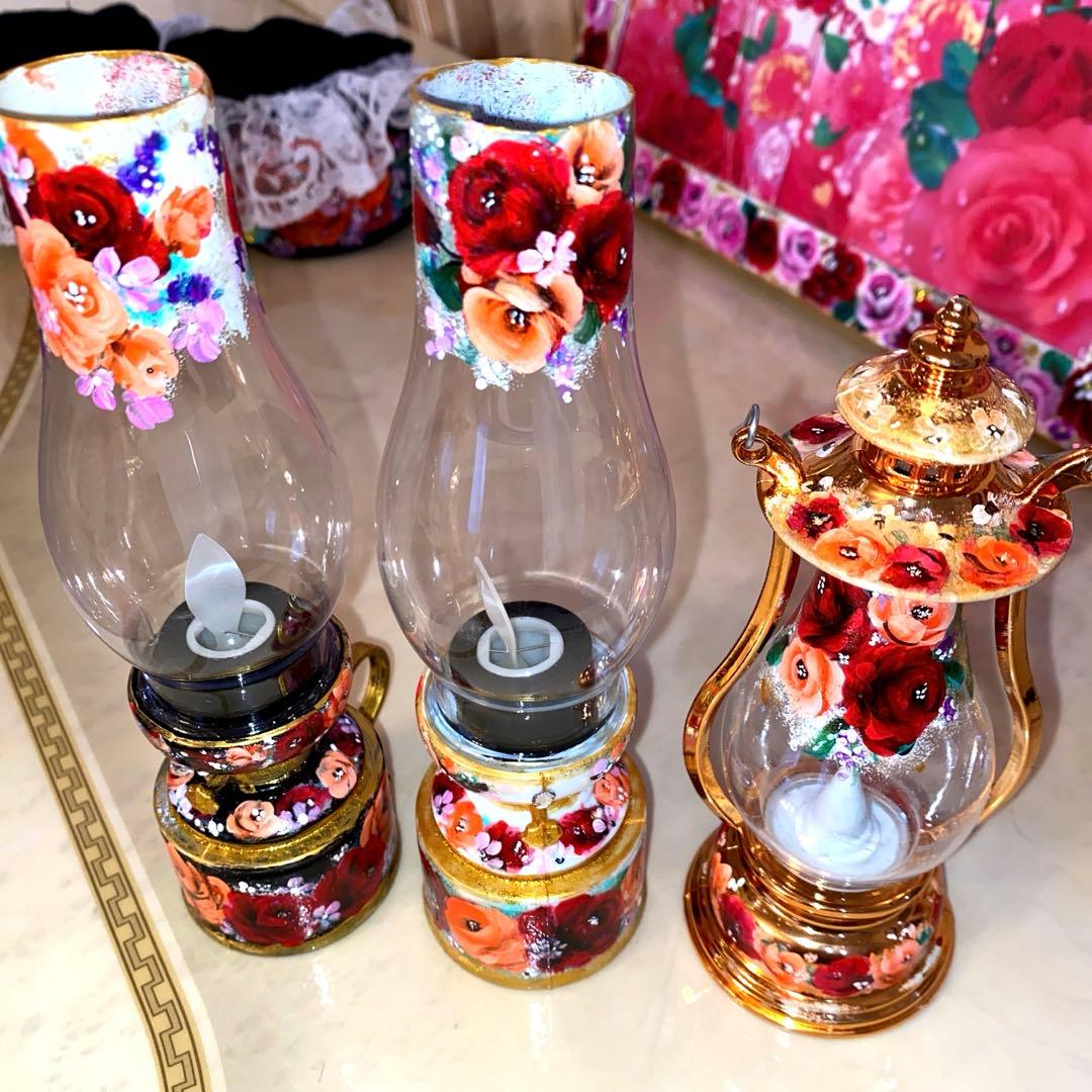 お持ち込み8点　薔薇　手描き　トールペイント