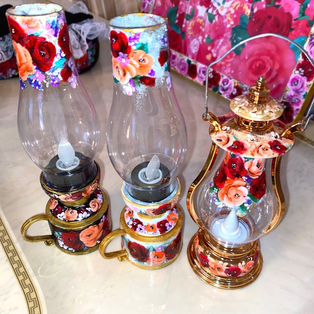 お持ち込み8点　薔薇　手描き　トールペイント