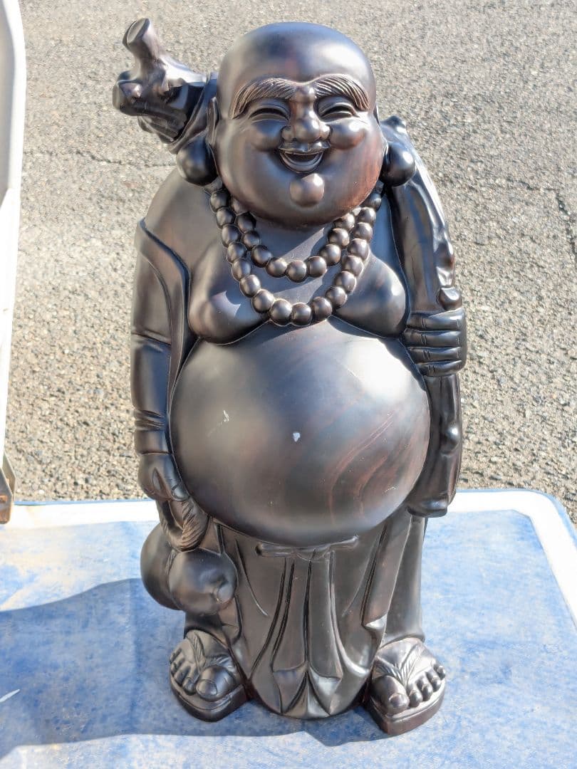 黒檀 布袋尊 彫刻 置物 オブジェ