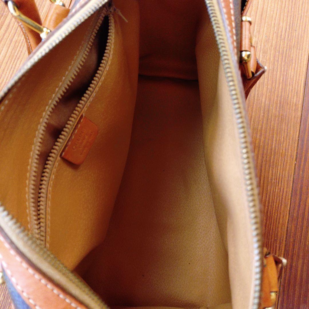 CELINE　セリーヌ　ミニボストンバッグ　マカダム柄　PVCレザー　ブラウン