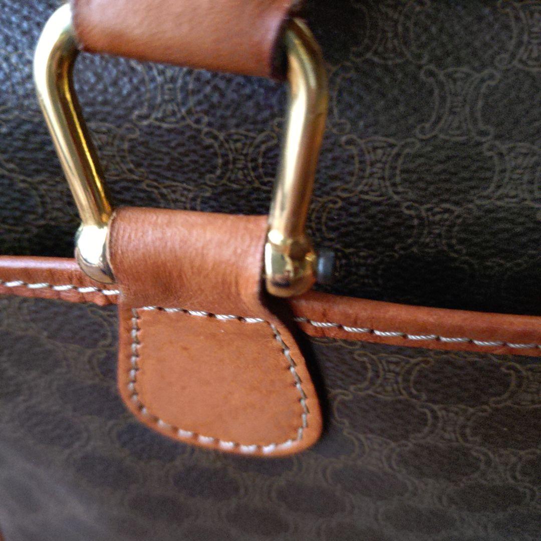 CELINE　セリーヌ　ミニボストンバッグ　マカダム柄　PVCレザー　ブラウン