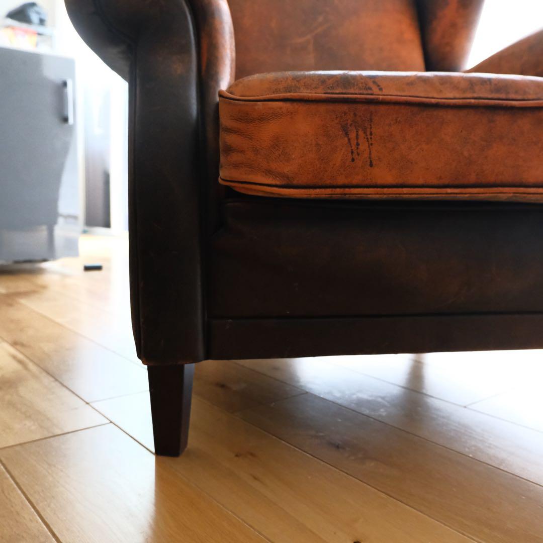 ブラウンレザー 1人掛けソファ