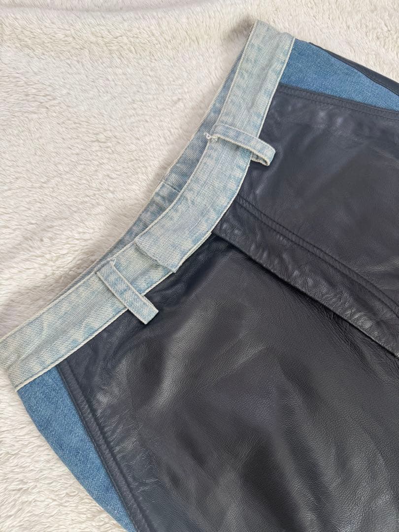 値下げ！レアMartin Margielaデニム切り替えレザーパンツ