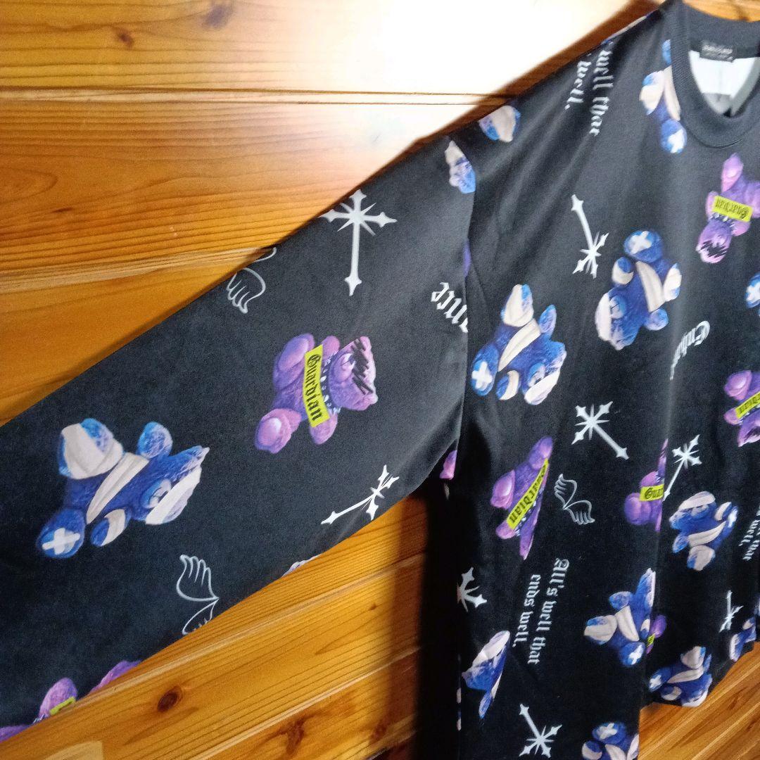 トレーナー　スウェット　テディベア　総柄　オーバーサイズ　ストリート　Y2K