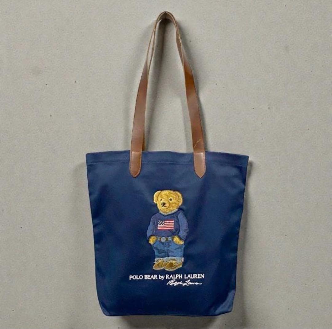 ポロ ラルフローレン ポロベア 刺繍 トートバッグ ネイビー