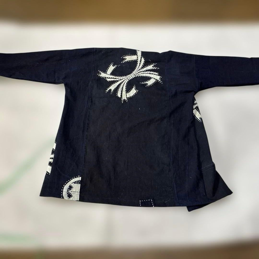 木綿絣の熨斗柄鯉口シャツ/ダボシヤツ　カーディガン　M