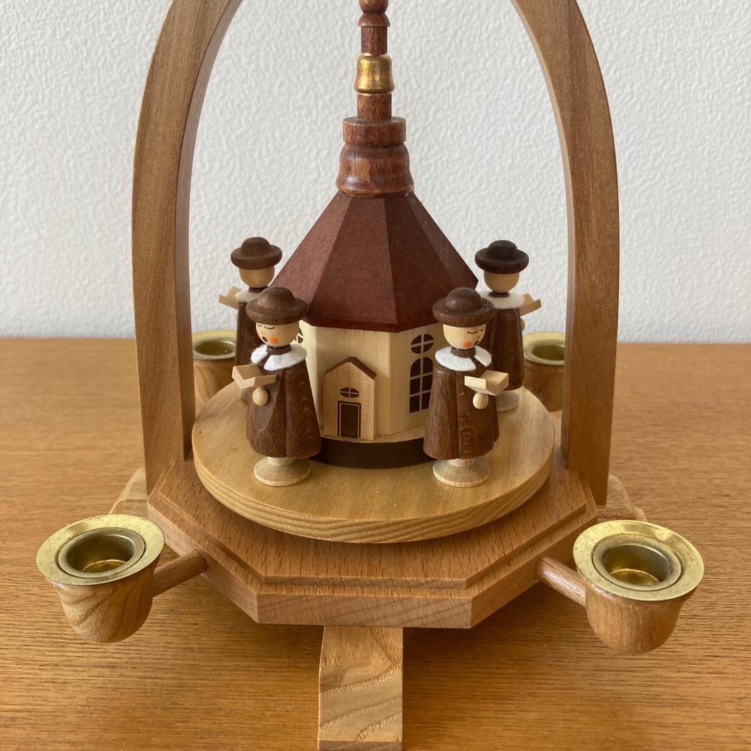 【美品】 ドイツ製 クリスマスピラミッド 聖夜の教会 ウィンドミル