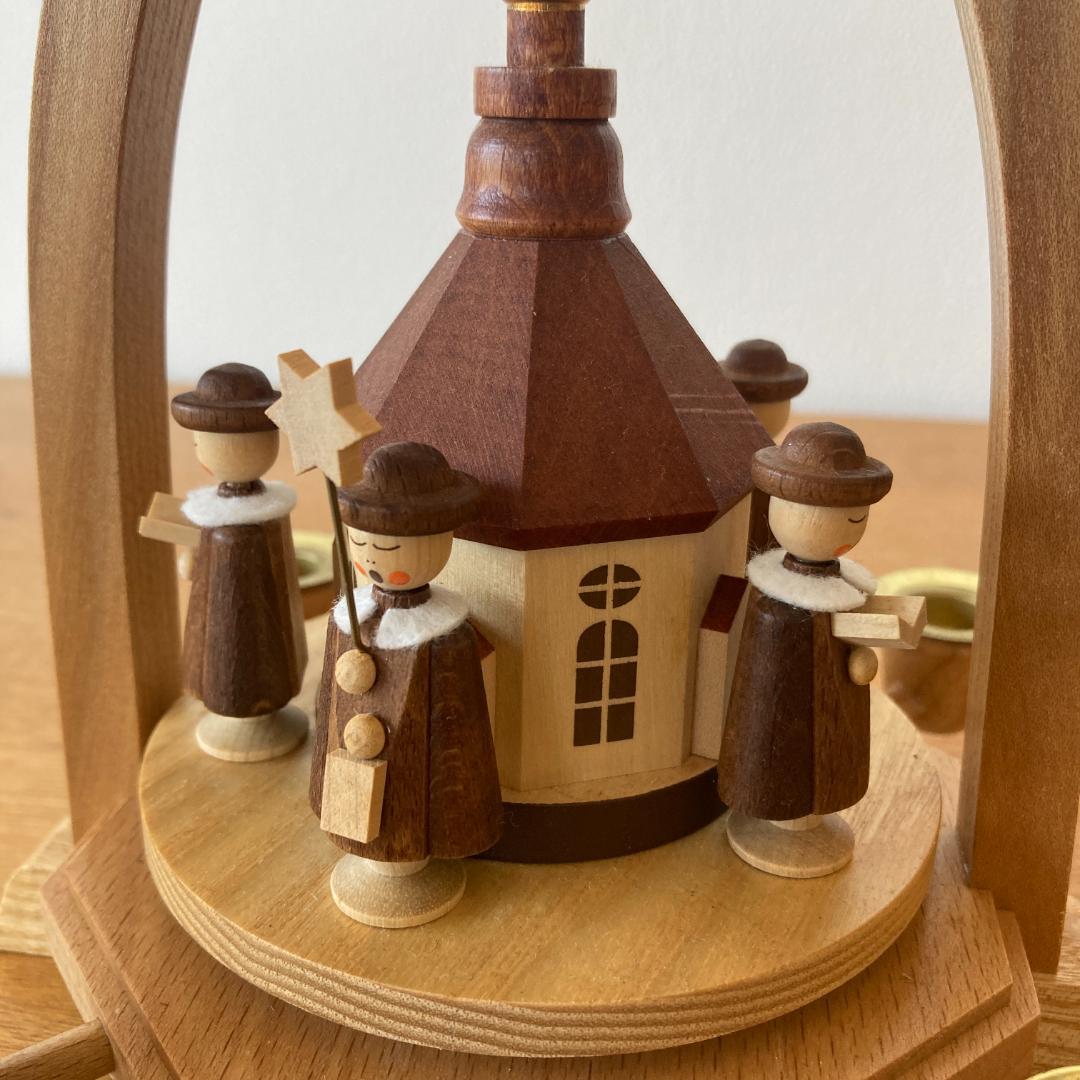 【美品】 ドイツ製 クリスマスピラミッド 聖夜の教会 ウィンドミル