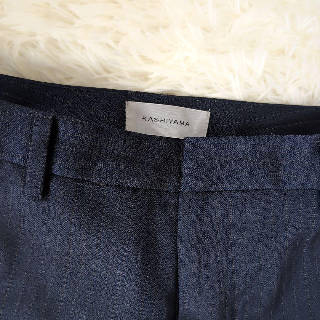KASHIYAMA パンツスーツ 上下セット ウール100% ネイビー