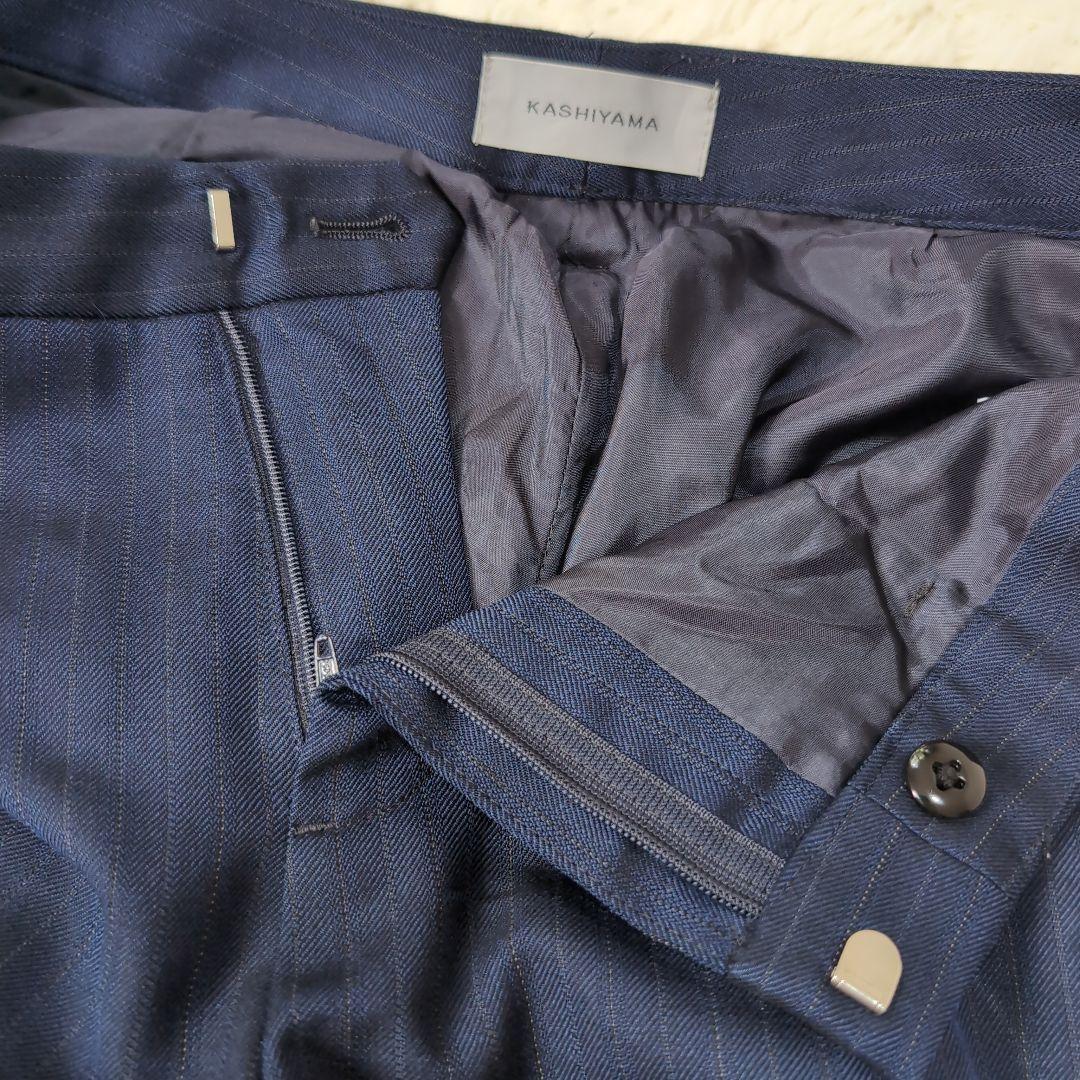 KASHIYAMA パンツスーツ 上下セット ウール100% ネイビー