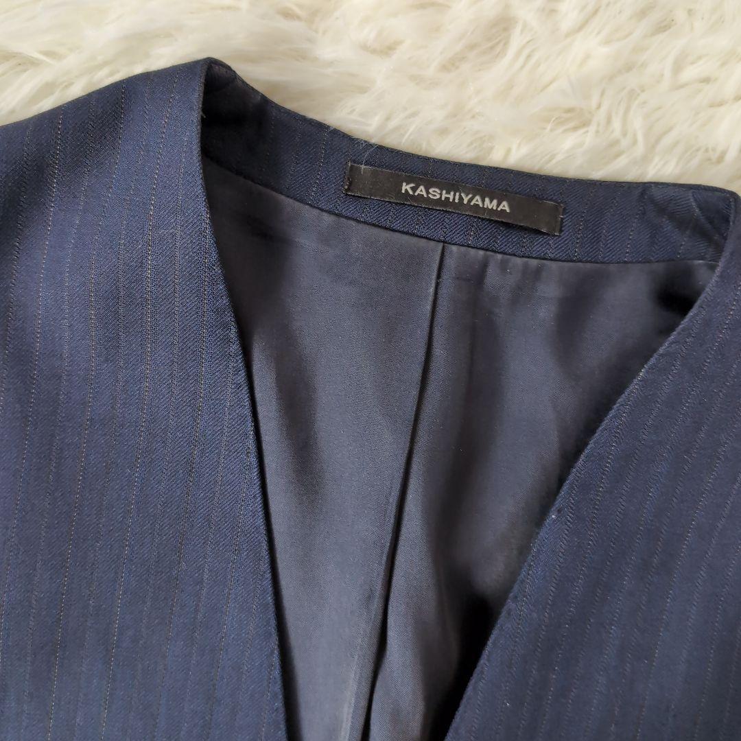 KASHIYAMA パンツスーツ 上下セット ウール100% ネイビー