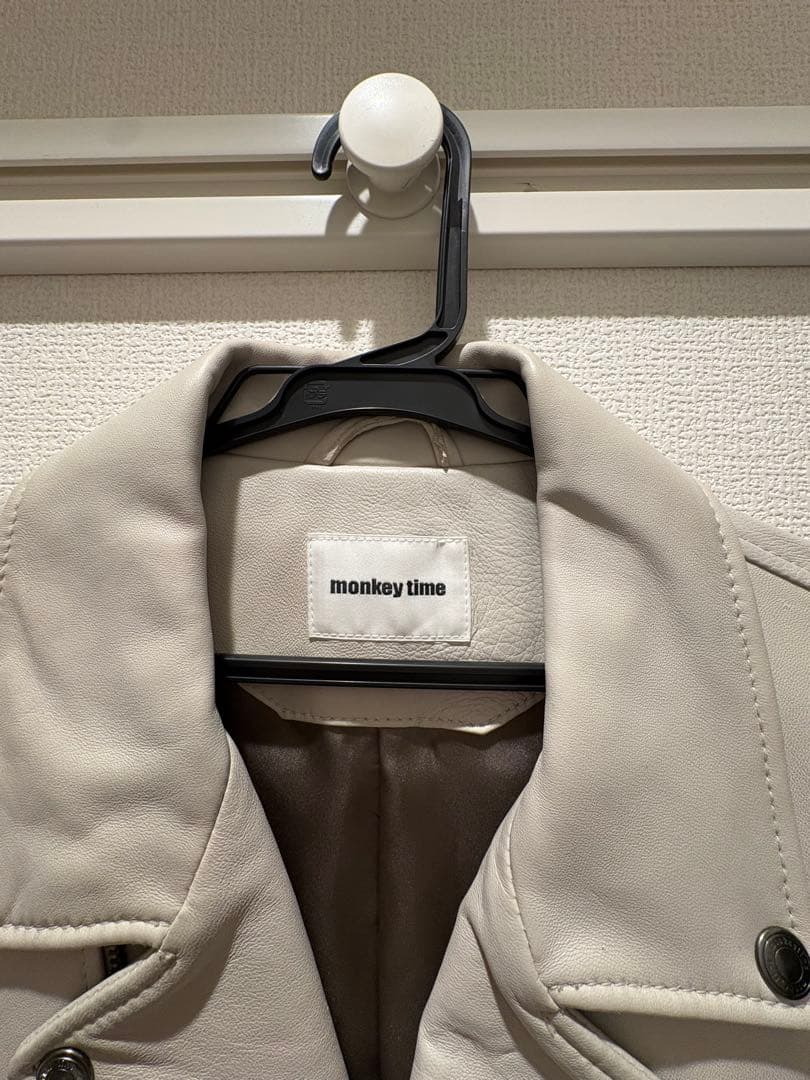 【#monkey time】 レザージャケット#白#メンズ