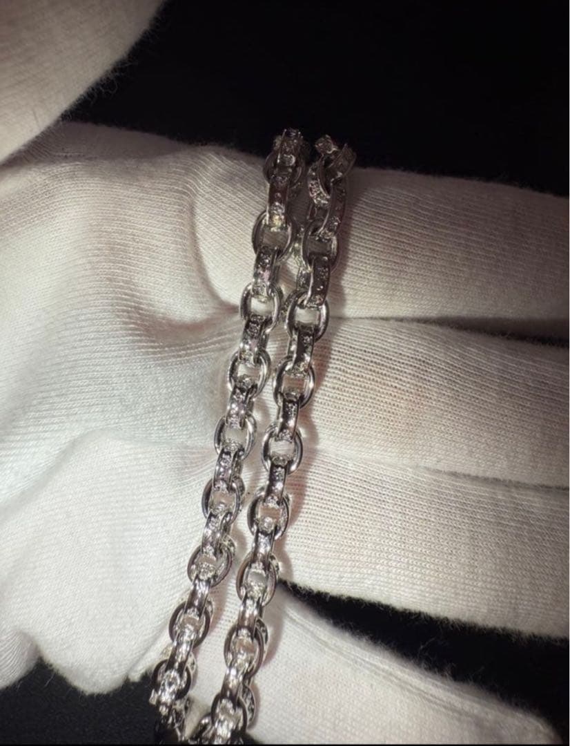 ペーパーチェーン　ダイヤ　クロスチャーム　ネックレス　50㎝