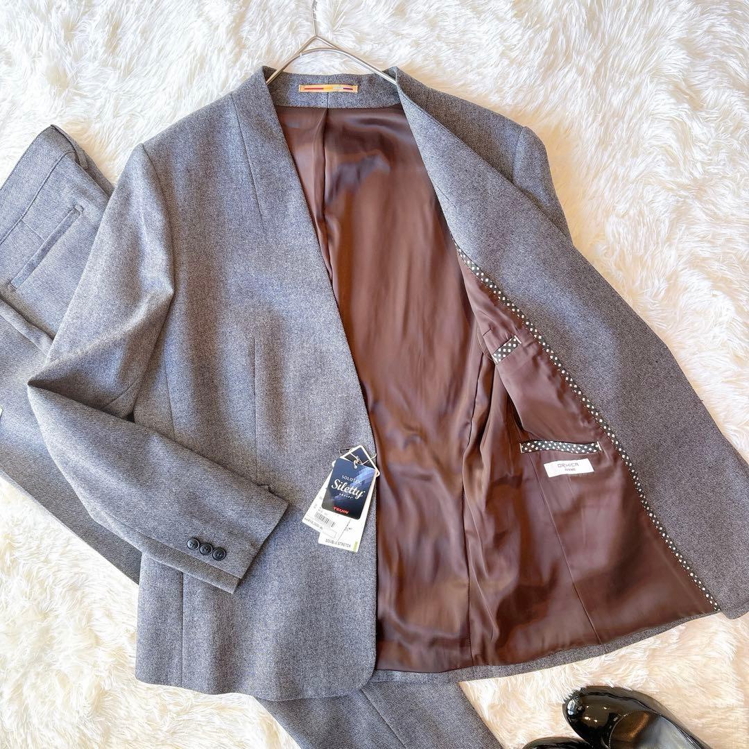 ORIHICA RHYME 13号 ノーカラースーツ上下 ストレッチ