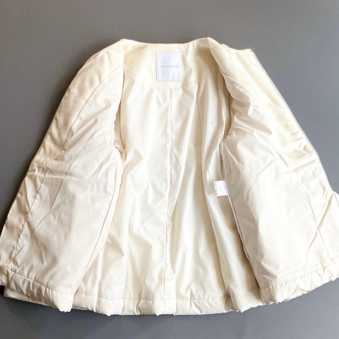 美品 エストネーション ウール切替 フレア中綿ダウンジャケット 異素材 ショール