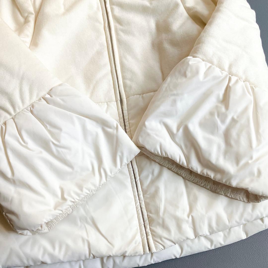 美品 エストネーション ウール切替 フレア中綿ダウンジャケット 異素材 ショール