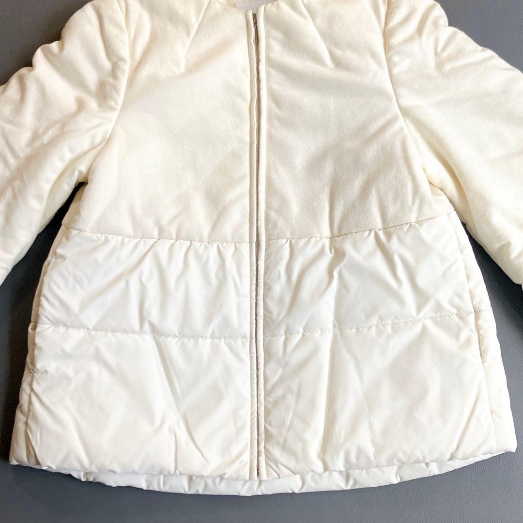美品 エストネーション ウール切替 フレア中綿ダウンジャケット 異素材 ショール