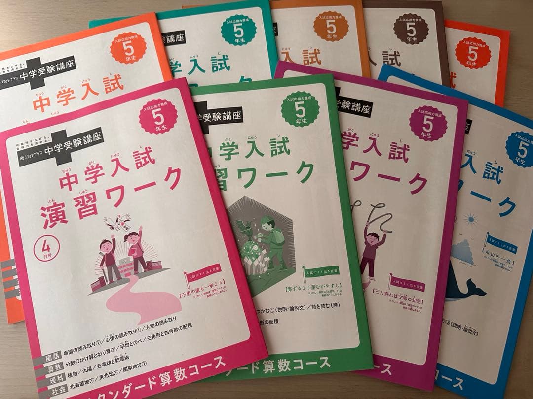 未使用　進研ゼミ ベネッセ　中学受験講座　5年生　4月-12月　9ヶ月分