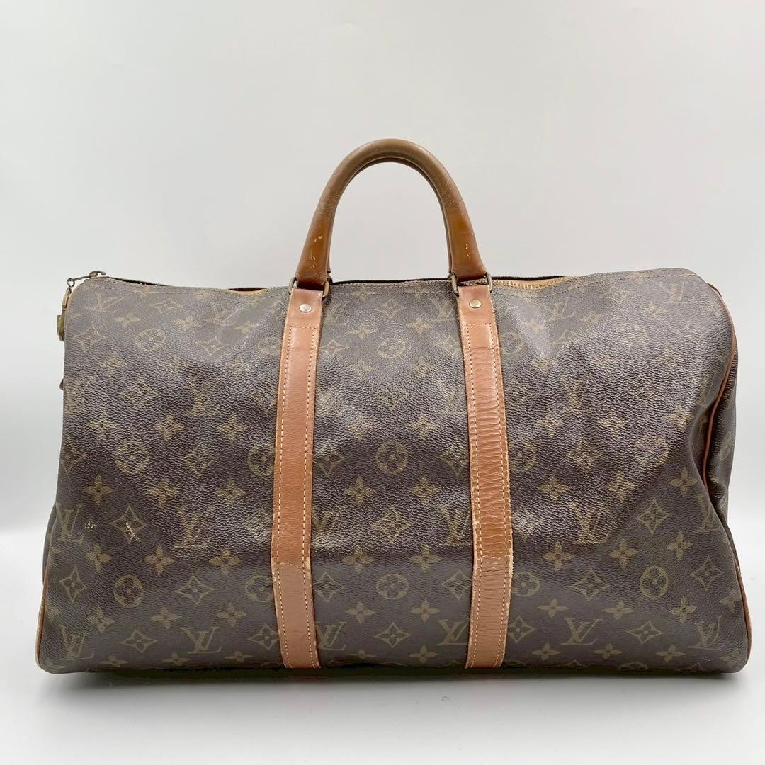 使用感あり　ルイヴィトン　モノグラム　ボストンバッグ　キーポル45 ブラウン