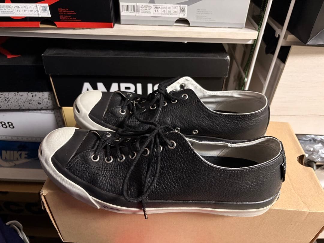 Jack Purcell ×デンハムブラック レザー スニーカー