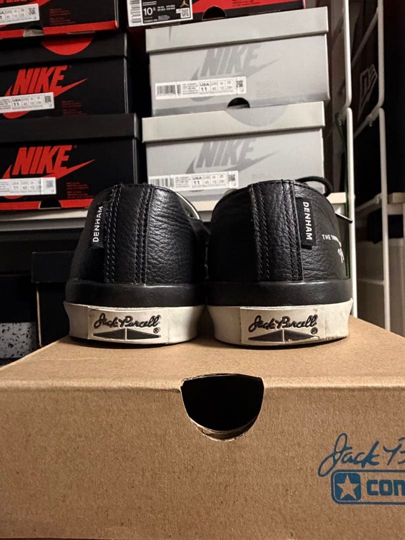Jack Purcell ×デンハムブラック レザー スニーカー