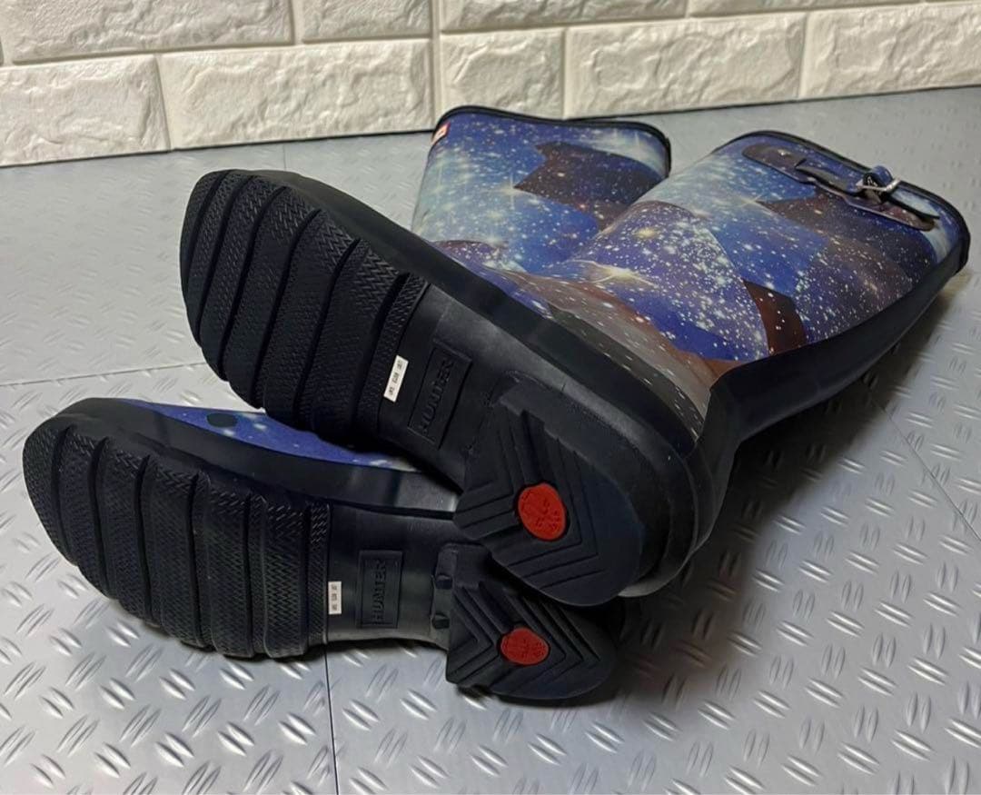 HUNTER 宇宙柄 ロングブーツ US7 24cm