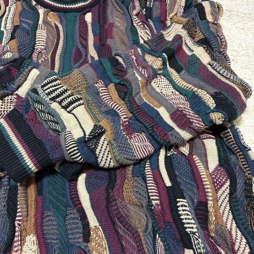 90s COTTON TRADERS 3Dニット マルチカラー クージー風