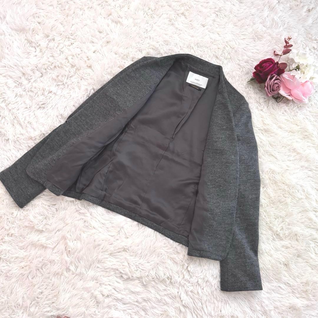 美品【INÉD】セットアップスーツ グレー 9号 ◆ フロントホック日本製