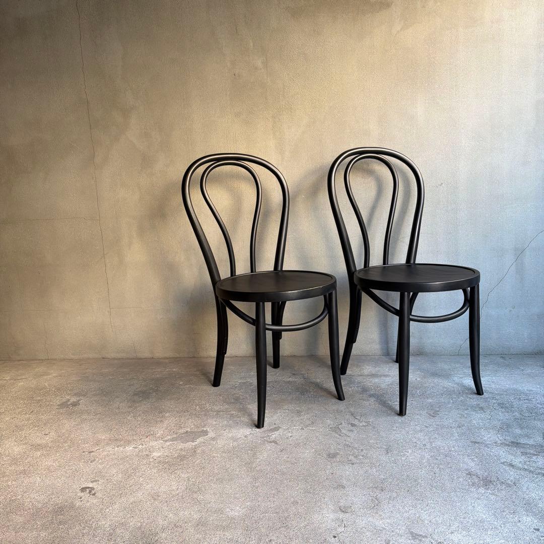 曲木　ベントウッドチェア　2脚セット　マットブラック塗装