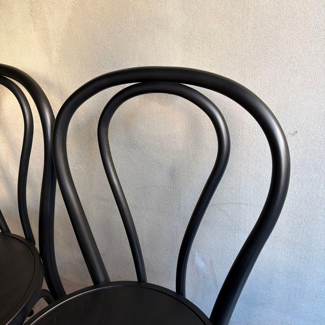 曲木　ベントウッドチェア　2脚セット　マットブラック塗装