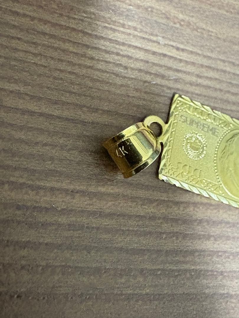 SUPREME 100 Dollar Bill ネックレストップ　14k