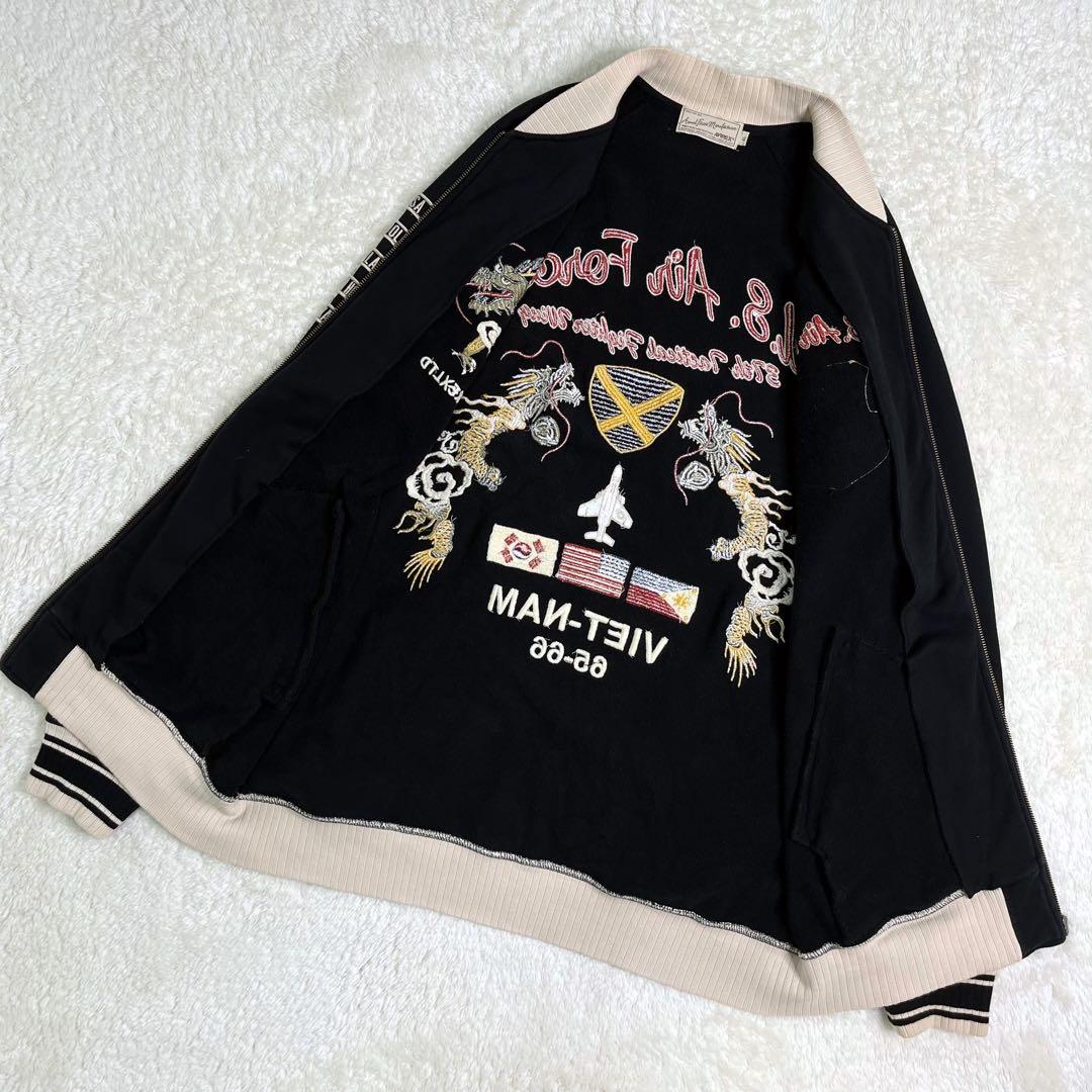 大きいサイズAVIREXアビレックスドラゴン刺繍スカジャンベドジャン4L黒