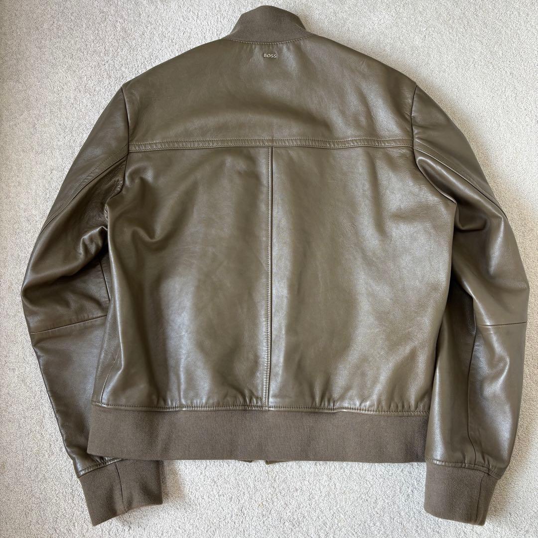 極美品 ヒューゴボス 現行タグ レザージャケット 羊革 3XLサイズ ブラウン