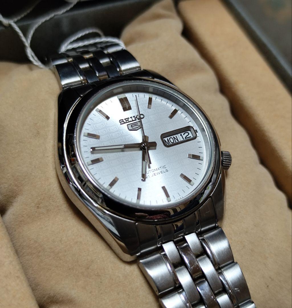 SEIKO 5 自動巻き時計 シルバー 21石
