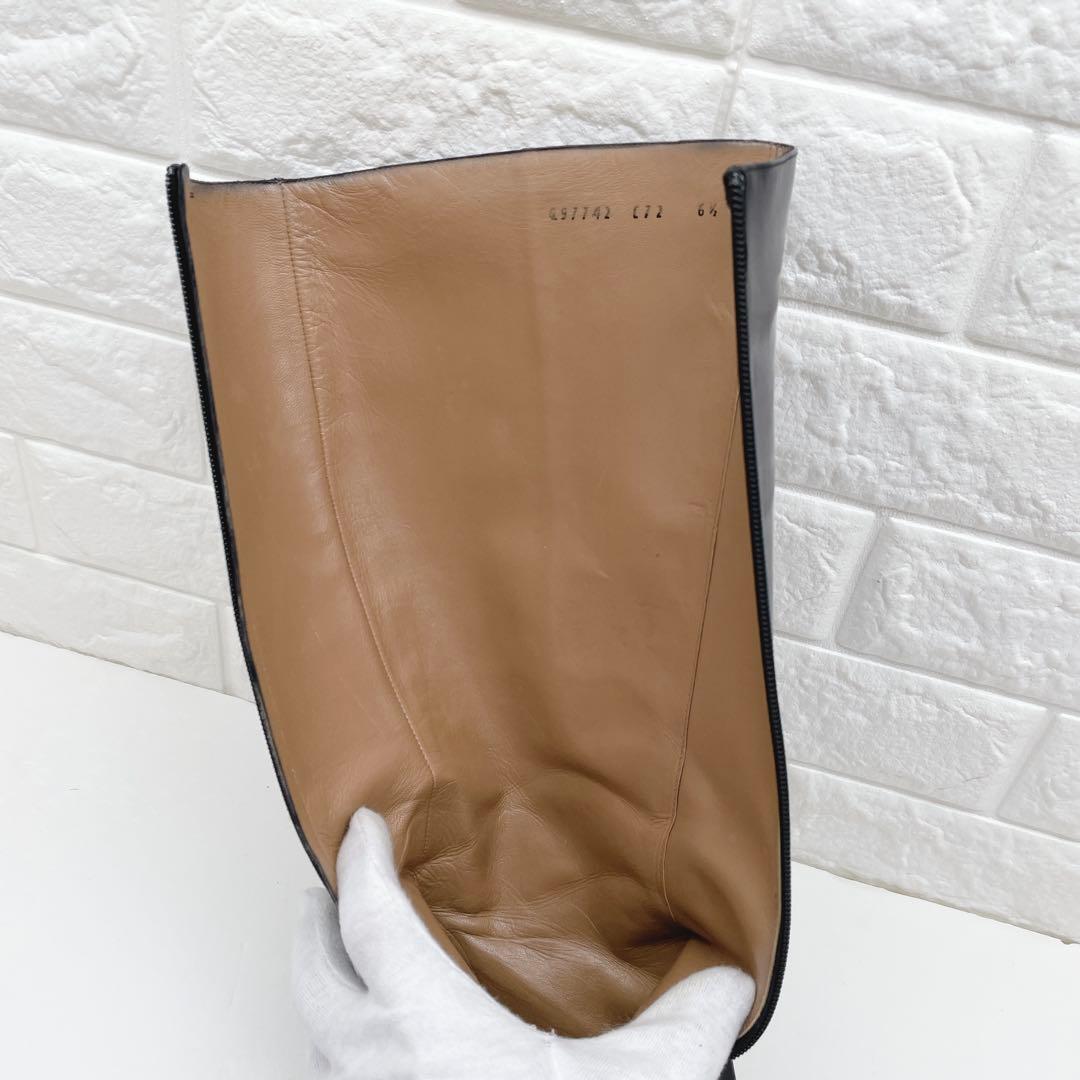 サルヴァトーレ フェラガ ロングブーツ ガンチーニ レザー ブラック23.5cm