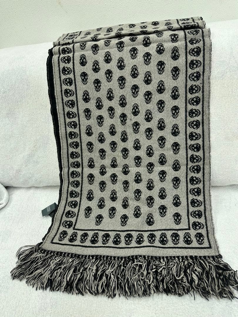 ★ アレキサンダーマックイーン　マフラー　チャコール　グレー×パープ