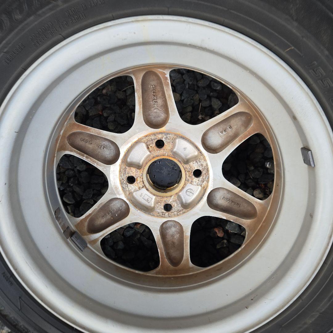 雪兎ラパンSS純正ホイール14インチ　DUNLOP155/65R14セット